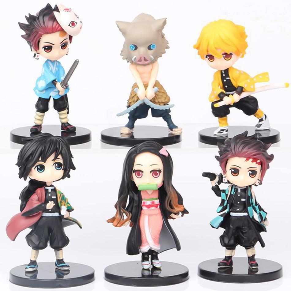

6pcs/set Anime Demon Slayer Figure Kimetsu No Yaiba PVC Q Posket Kamado Tanjirou Kamado Nezuko Agatsuma Kids In Stock Toys Gift