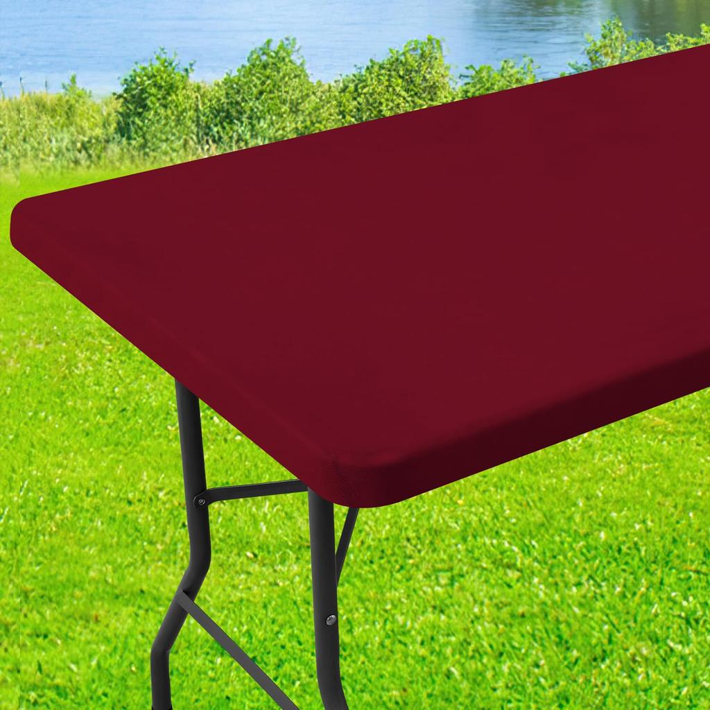 Olanly Stretch Washable Patio Elastic Table Cover Waterproof Table Cloth Outdoor Retangle Picnic Banquet and Parties Tablecloths