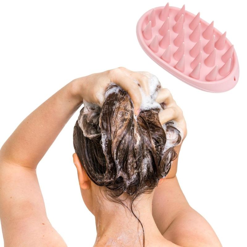 Hair Washing Brushes Silicone Scalp Massager Oval Design with Soft Bristles Scrubber Brushes for Different Hair Type