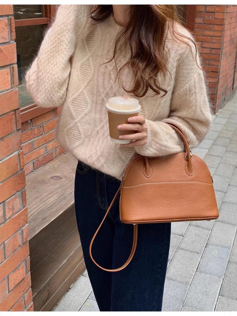 Women's Gentle Style Cashmere Round Neck Cardigan - Autumn Winter Twist Flower Knit Sweater