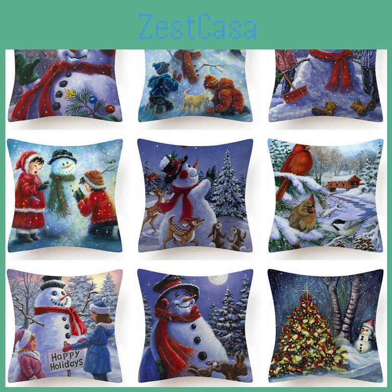 Fun And Whimsical Christmas Snowman Pillow Case For Sofa Car Home Decoration Gift