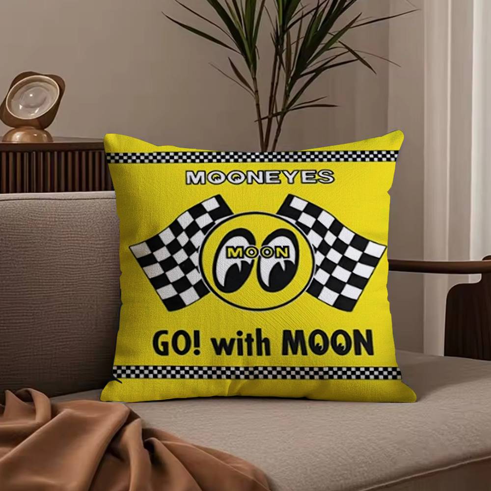 Cute Cartoon M-Mooneyes Pillow Case Anti-dustmite Pillowcase Invisible zipper silky short plush Sofa cushion cover