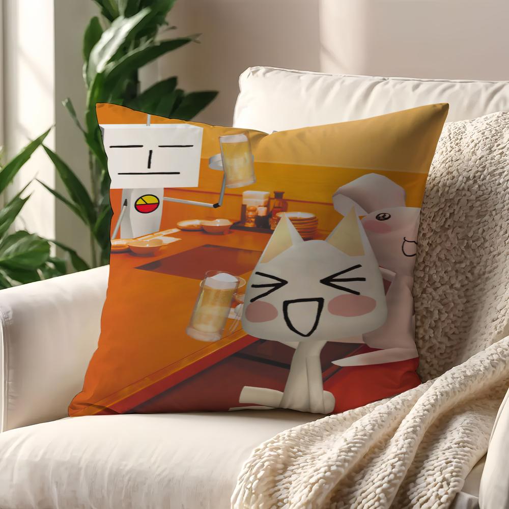 Cartoon Toro Inoue Cute cat cushion cover Pillow Case Pillowcase Soft Skin Friendly & Comfortable with a Hidden Zipper