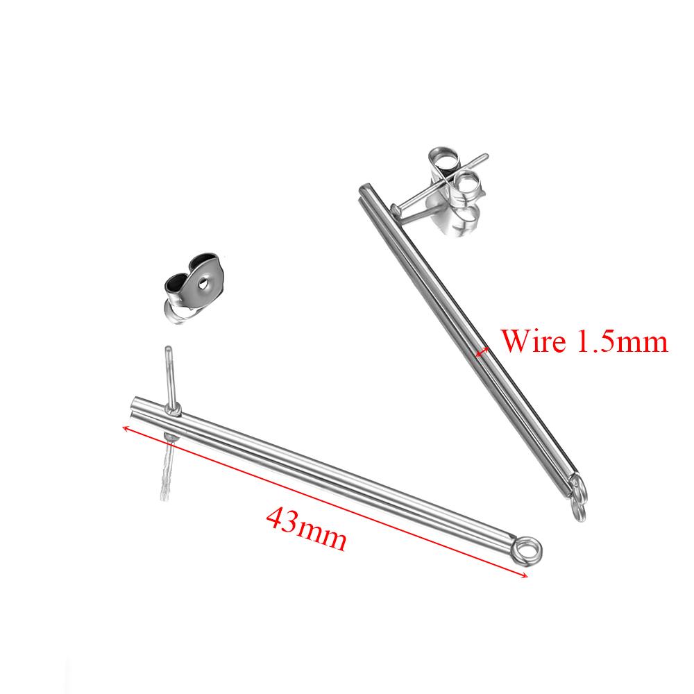 10pcs Gold Color Fashion Women Earrings Findings Stainless Steel Stud Earring Long Stick Connector Pendant DIY Jewelry Making