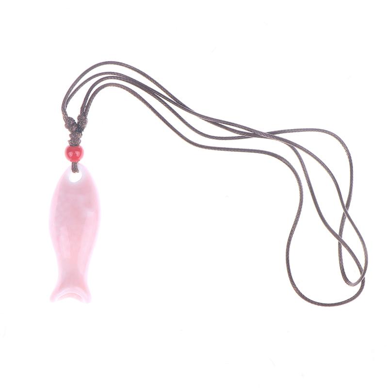 Collane Ciondolo Fischietto Pesce in Ceramica Stile Cinese Fischietto Fatto a Mano Liscio Collana con Fascino Delicato Catena per Maglione Unisex