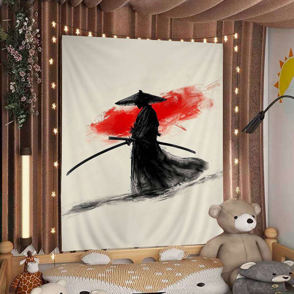 Japanese Samurai Cartoon Tapestry For Living Room Home Dorm Decor INS Home Decor