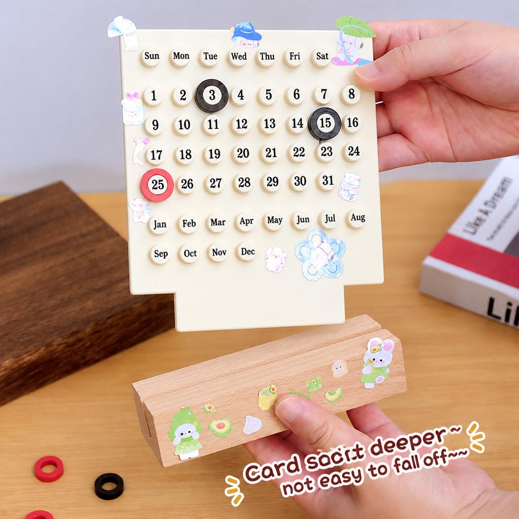 Perpetual Calendar Date Record Handmade DIY Ring Ornaments Cute Desk Calendar Week Month for Office Supplies Home Kitchen Decor