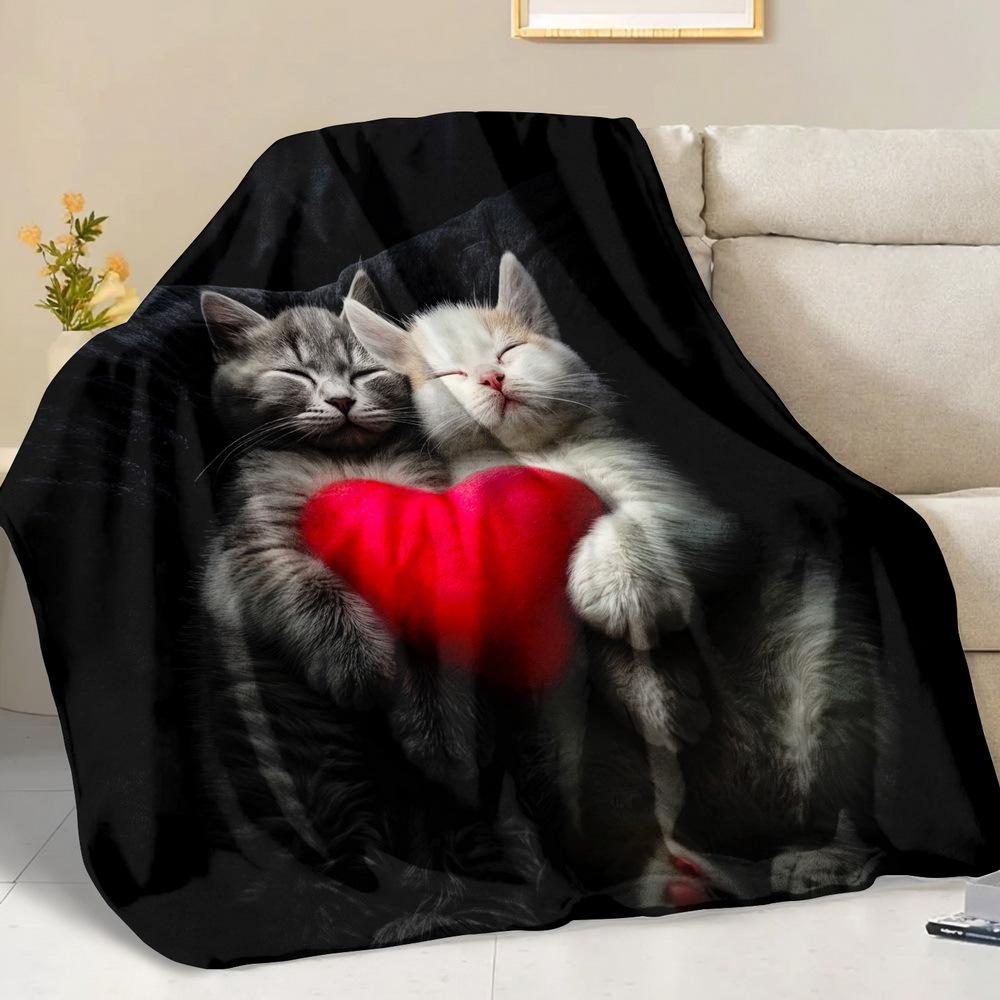 A Fluffy Blanket Featuring Cute Cat Prints, a White Throw Blanket Perfect for Bare Feet Dreams, Ideal for The Sofa, a Warm Blank