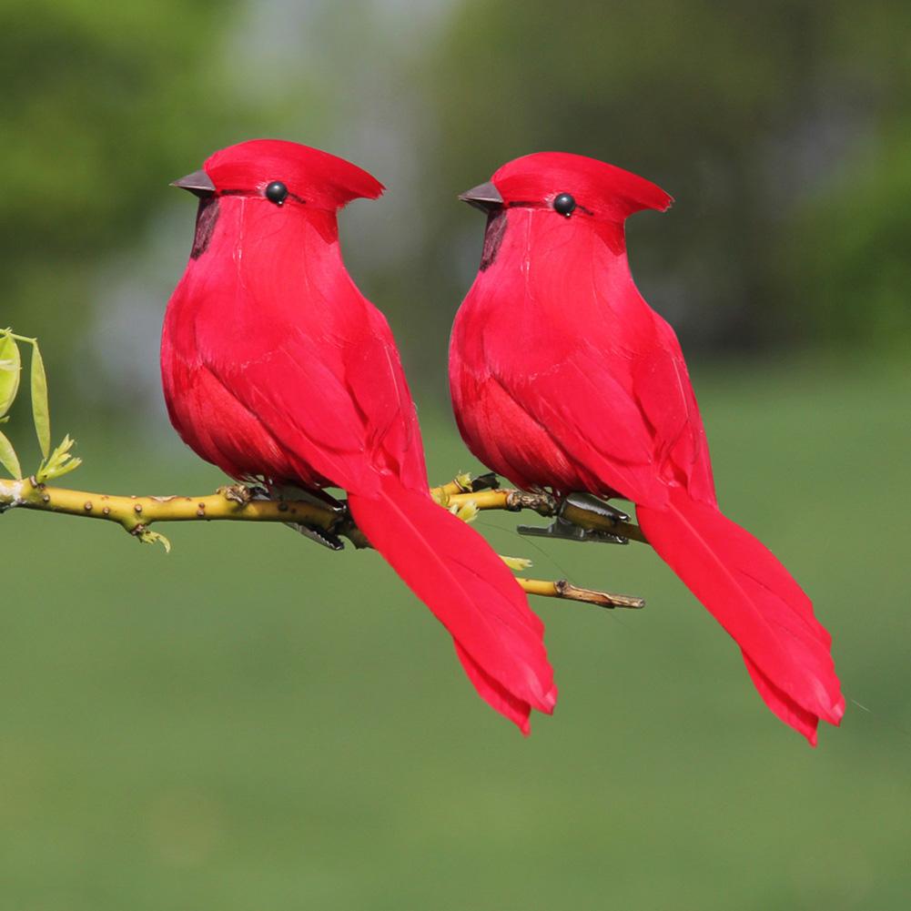 10 Pieces Artificial Red Simulated Foam Birds for Lawn, Garden, Outdoor Decoration, Each with Clip, Suitable for Garden Flower Arrangements,