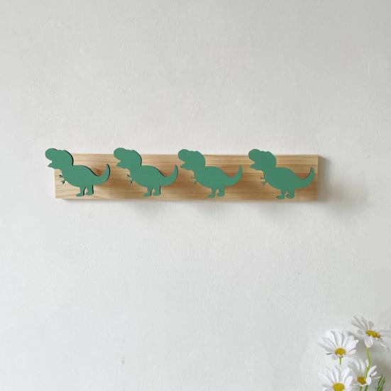 Wall Mounted Storage Hook Strong Load-bearing Dinosaur Shaped Bedroom Entryway Wooden Clothes Hook Coat Hanging Rack