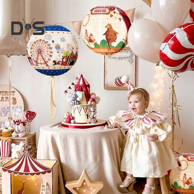 Paper Lanterns Circus Pattern Round Paper Lantern Carnival Circus Party Hanging Decoration for Birthday Baby Shower Weddings Decor