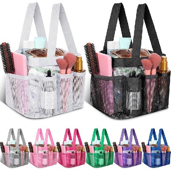 8 Packs Mesh Shower Caddy Portable Large Shower Caddy Dorm with 8 Pockets and Handles Quick Dry Shower Bags Hanging Bath Bag Dorm Room College