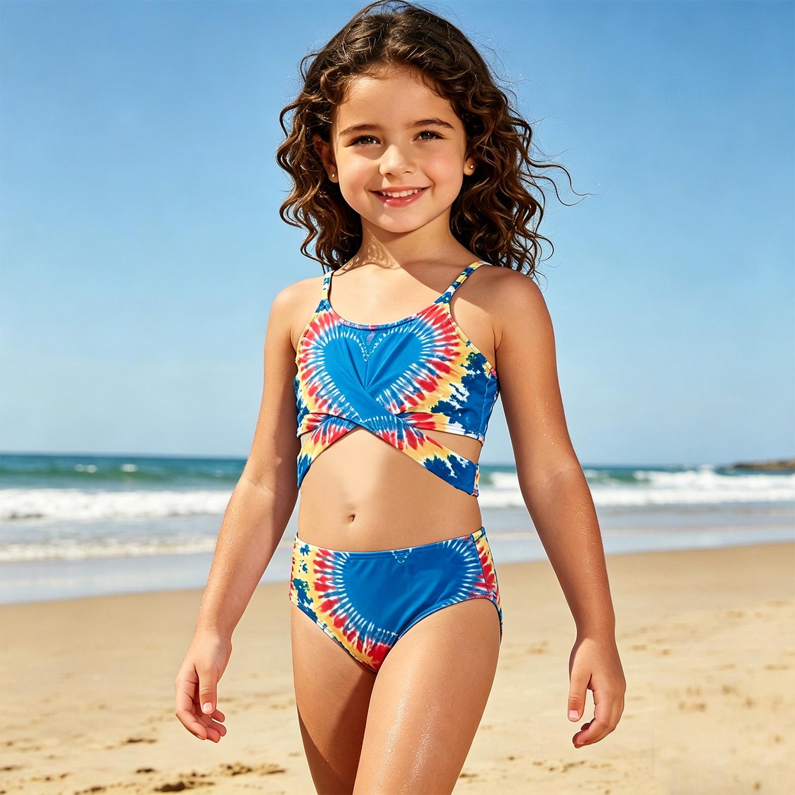 

Girls Bikini Set - Teen Swimwear Separate Top & Bottom Swimsuit Set Teen Two Piece Swimwear Swimsuit For Girls 130 синий
