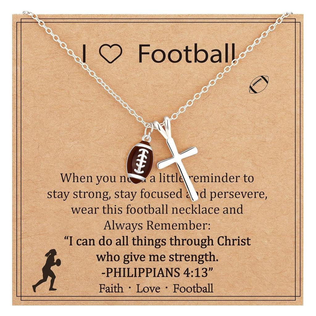 Unisex Fashion Necklace with Sports Ball Crucifix Pendant Basketball Volleyball Softball Adjustable Lightweight Copper