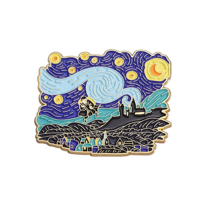 Unique Cartoon Inspired Artistic Brooch With Dreamy Starry Sunflower Design For All