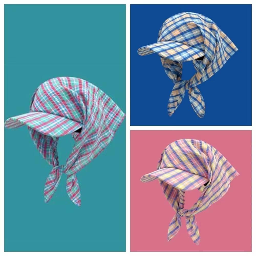 

Korean Style Triangle Headscarf Hat Plaid Peaked Cap Fashion Sun Hat Summer зелений