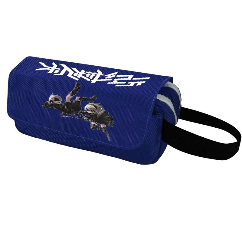 2B Anime Pencil Case Double Zipper Canvas Stationery Organizer Students School Supplies