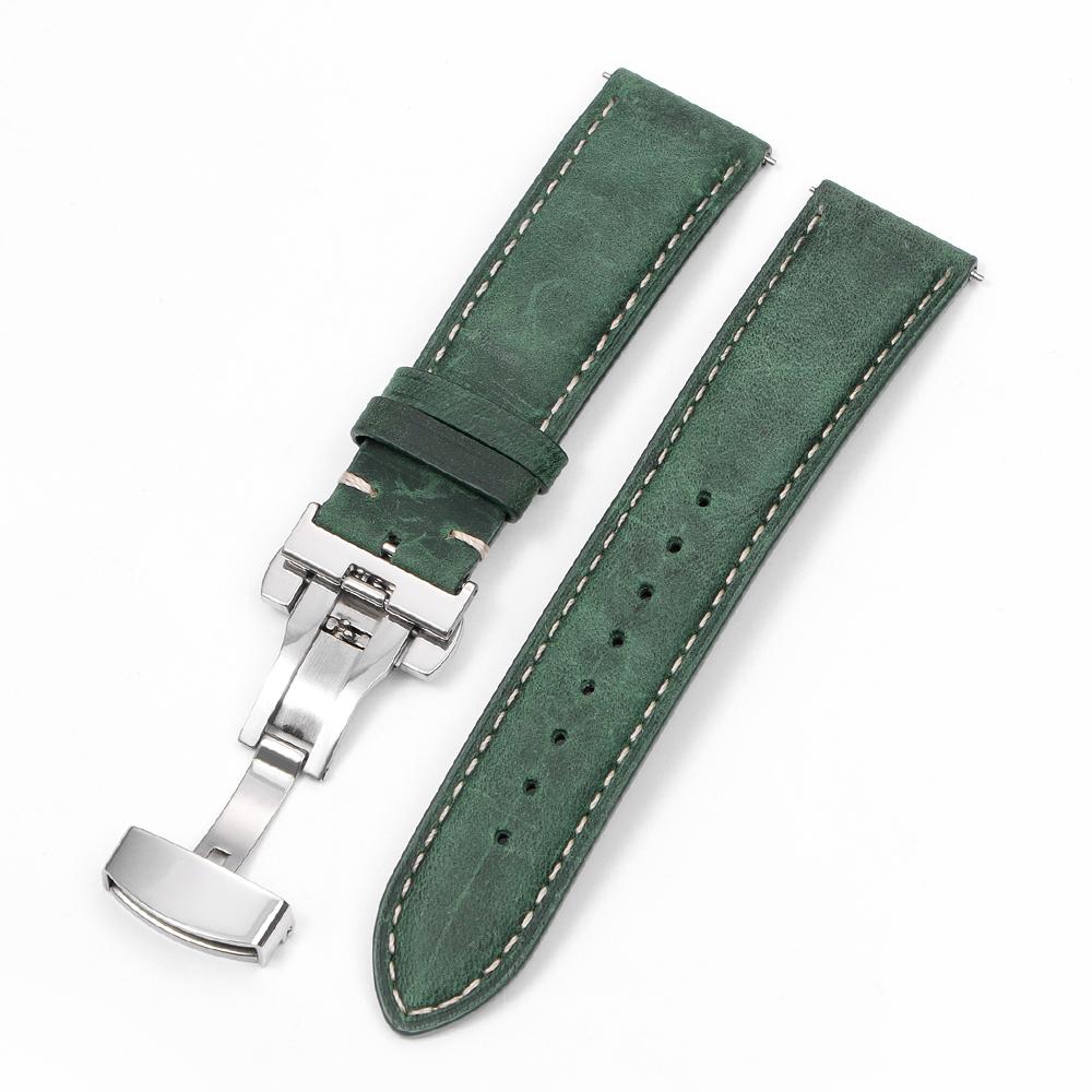 Cowhide Leather Watch Strap Butterfly Clasp Quick Release Bracelet 14/16mm 18mm 20mm 22mm 24mm for Samsung Galaxy Watch 7/6/5/4