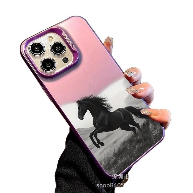 Personalized steed for Apple 15 colored silver iPhone14promax creative 13/11 matte 16 protective case 17