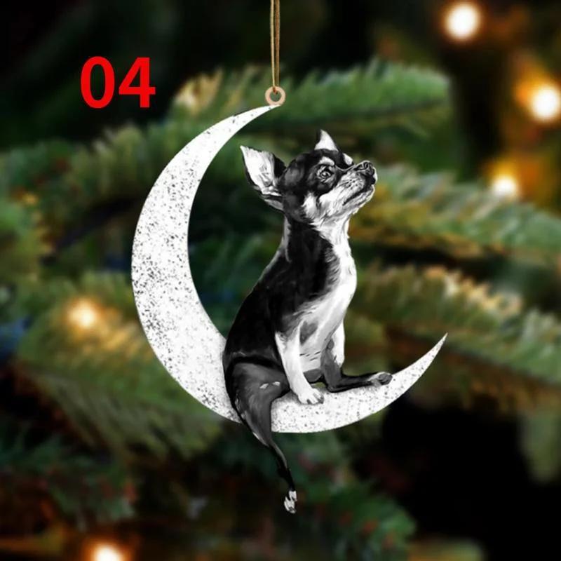 Christmas Decoration Pet Puppy Acrylic Pendant Garland Car Rearview Mirror Dog Hanging Ornaments New Year Tree Home Festoon