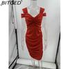 BITCED Women's Body-Sculpting Sexy Off-Shoulder Solid-Color Bodycon Dress