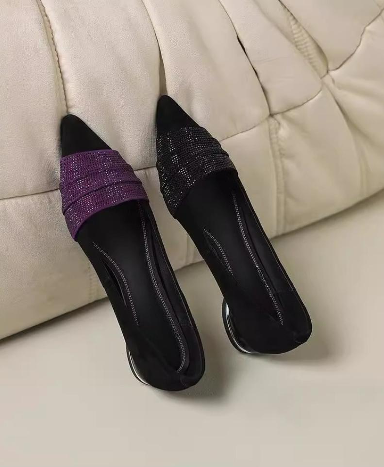 Neue 2026 Spitz zulaufende flache Büroschuhe Segelschuhe einfarbig gestrickte Slip-on-Schuhe lässige Ballerinas Schuhe Damen Loafer Zapatos De Mujer