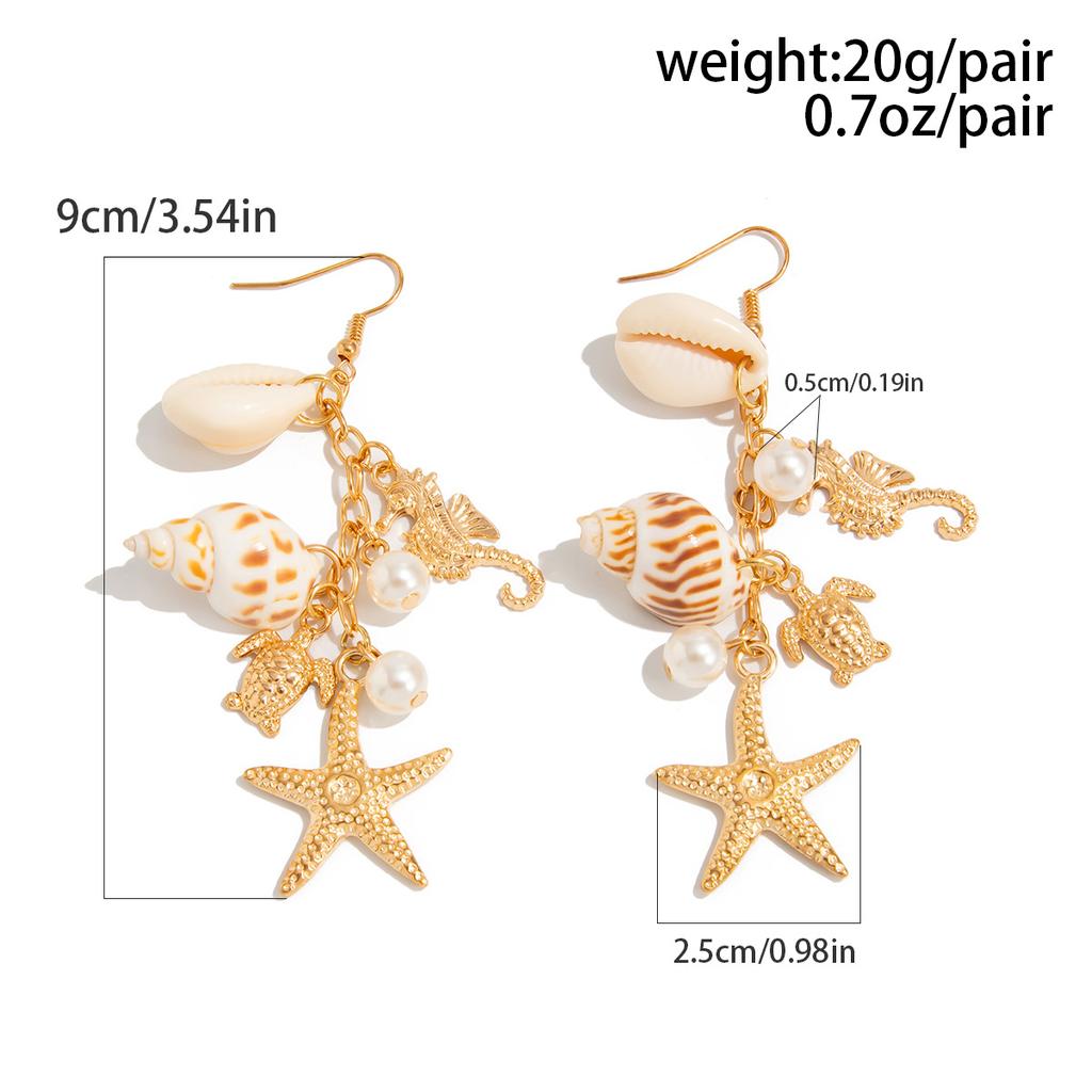 Boho Ozean Stil Quallen Seestern Jakobsmuschel Quaste Ohrringe Urlaub Silber Gold Farbe Imitationsperlen Kristall Lange Ohrringe Sommer Strand Schmuck Y2K