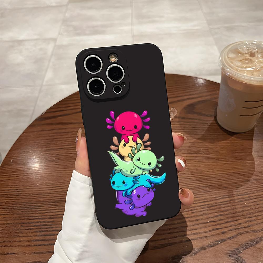Axolotl And Ramen Phone Case For 17 Pro Max Iphone 14 Pro Max 12 16 15 13 Pro 11 Xr X Xs 8 7 Plus Back Cover