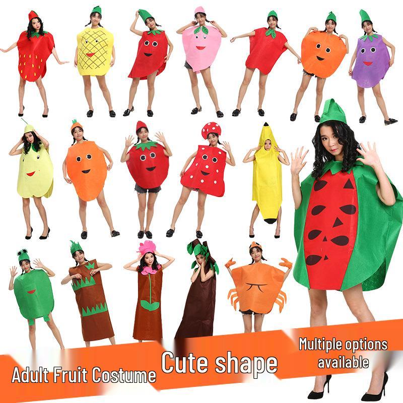 Costume ecologico fatto a mano di frutta e verdura per esibizioni diurne per adulti
