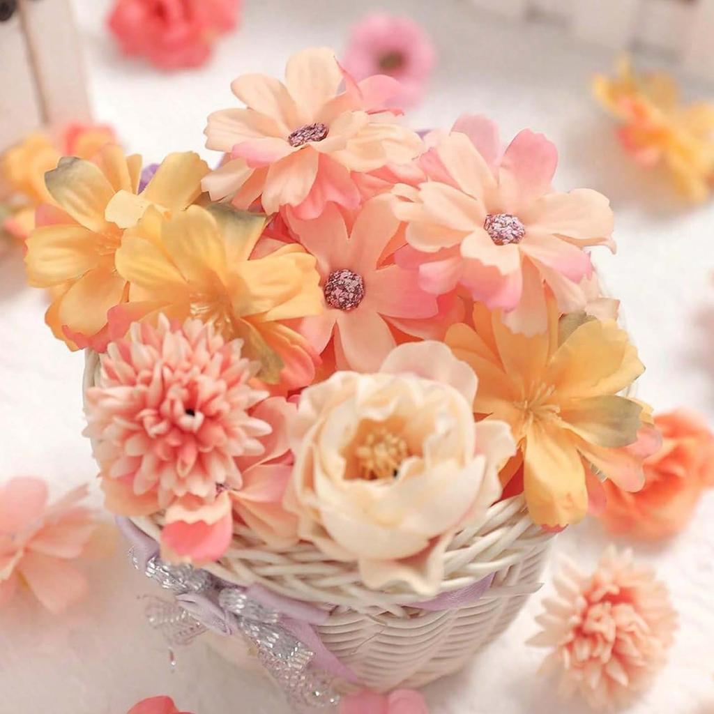 80Pcs Artificial Flower Heads 25-43mm for Craft Wedding Bouquets Flower Arrangements Cake Decoration Hair Accessories