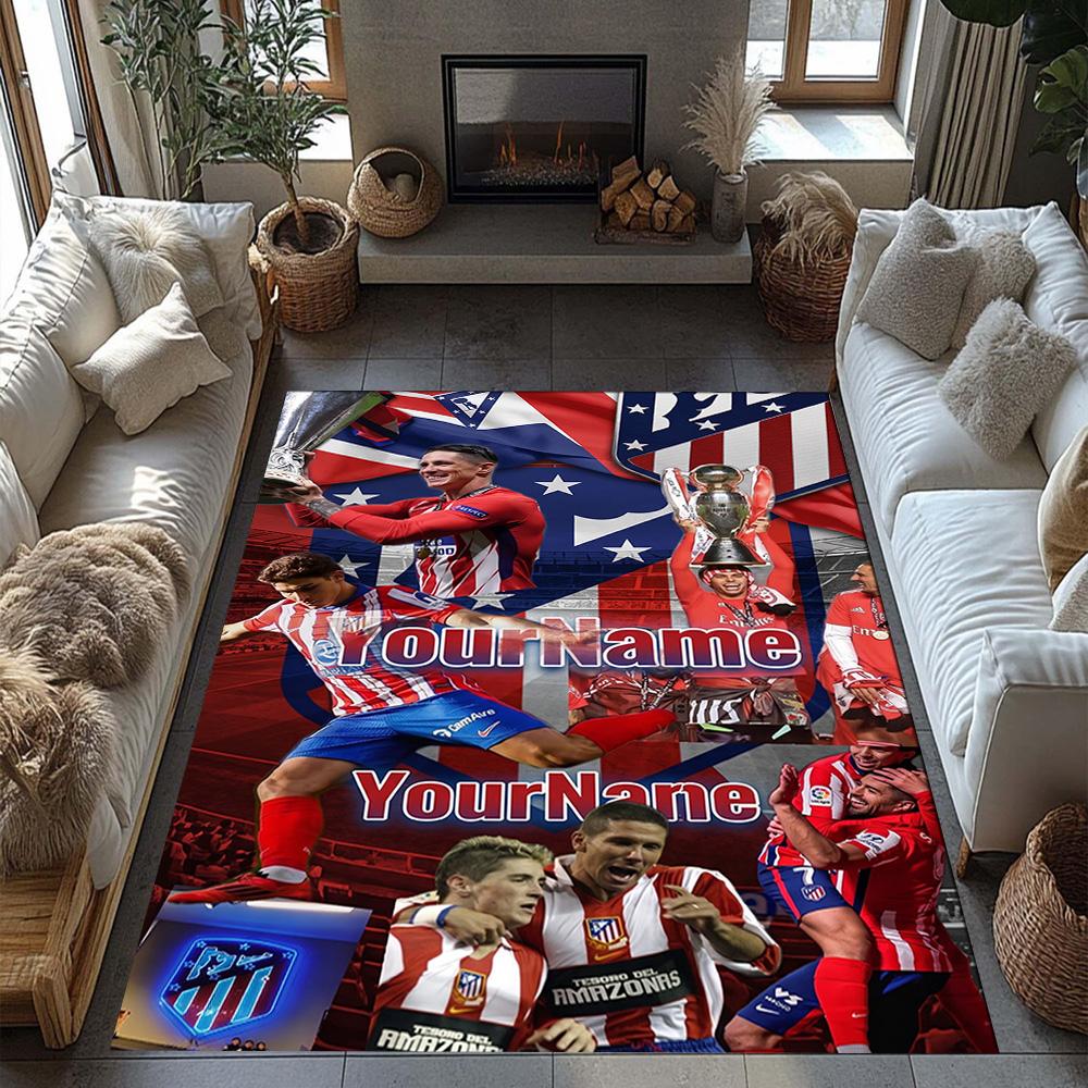 Atletico Madrid Customize Your Name Floor Rug Office Rug Perfect for Kitchen Foyer Living Rooms Study Room Antislip Carpet Anime Office Decor