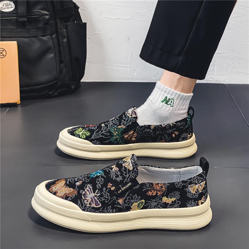 

Повседневная обувь в британском стиле для мужчин, дышащие прогулочные кроссовки, модная парусиновая обувь на плоской подошве, мужские летние лоферы в уличном стиле 44 чёрный