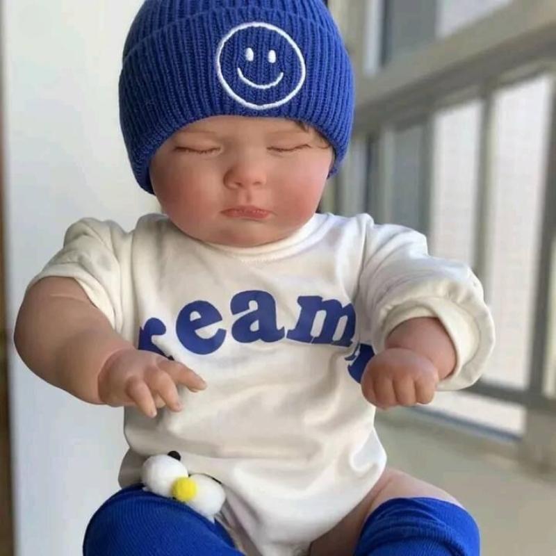 Realistic 60cm Simulation Reborn Baby Doll Joseph Closed Eyes Big Fat Newborn Babies Doll 3D Hand Painted Skin Veins Visible Rebirth Doll Children Toy