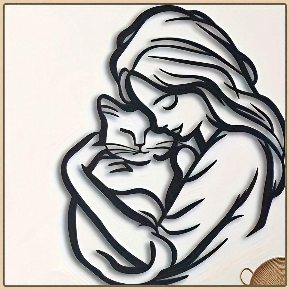 Whimsical Cat Silhouette Metal Wall Art, Iron Feline Decor & Gift for Cat Lovers