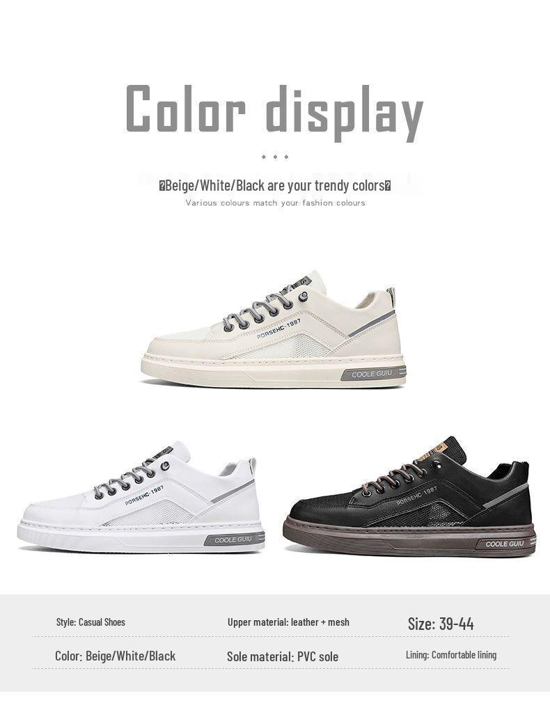 Men's Spring/Summer Breathable Mesh Casual Lightweight Fashion Shoes, Trendy and Versatile for Students, White