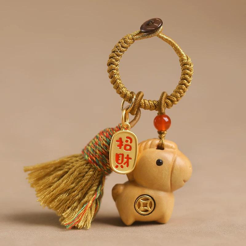 Creative Sandalwood Horse Pendant Keychain Year Of The Horse Mobile Phone Chain Backpack Hanging Decoration Year Gifts