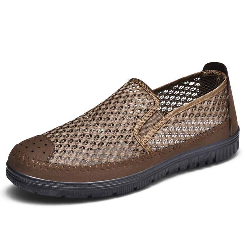 Модные сетчатые мужские повседневные туфли, дышащие сетчатые мокасины, мягкие средние и старые сетчатые мужские кроссовки, обувь698 39