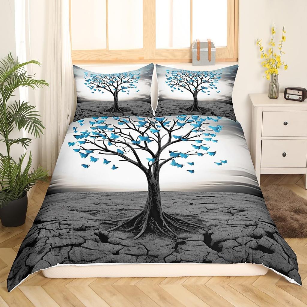 Tree of Life Bedding Set King Size Botanical Bedding Duvet Cover Natural Plant Comforter Cover Colorful Polyester Quilt Cover