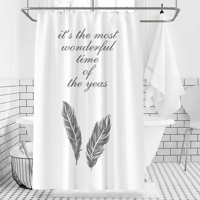 Bathroom Thickened Waterproof Curtain Mildew Proof Shower Curtain Shower Partition Curtain Shower Curtain Bathroom Curtain Free Perforation