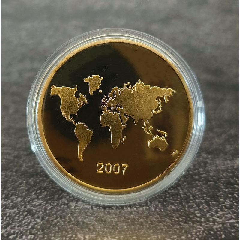 1PC New World Seven Architectural Wonders Commemorative Coin Pyramid Great Wall Taj Mahal Commemorative Medal Creative Coin