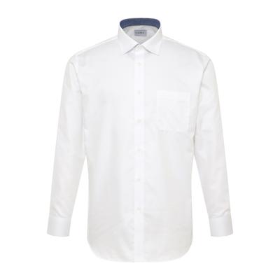 YEZAC Solid Cotton Blend Contrast Regular Fit Shirt Ye3Sbr167Wh
