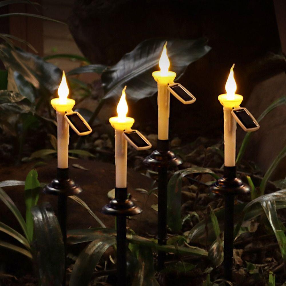 Waterproof Solar Candle Light Flameless LED Candles Solar Garden Light With Candlesticks Holders Dual-purpose