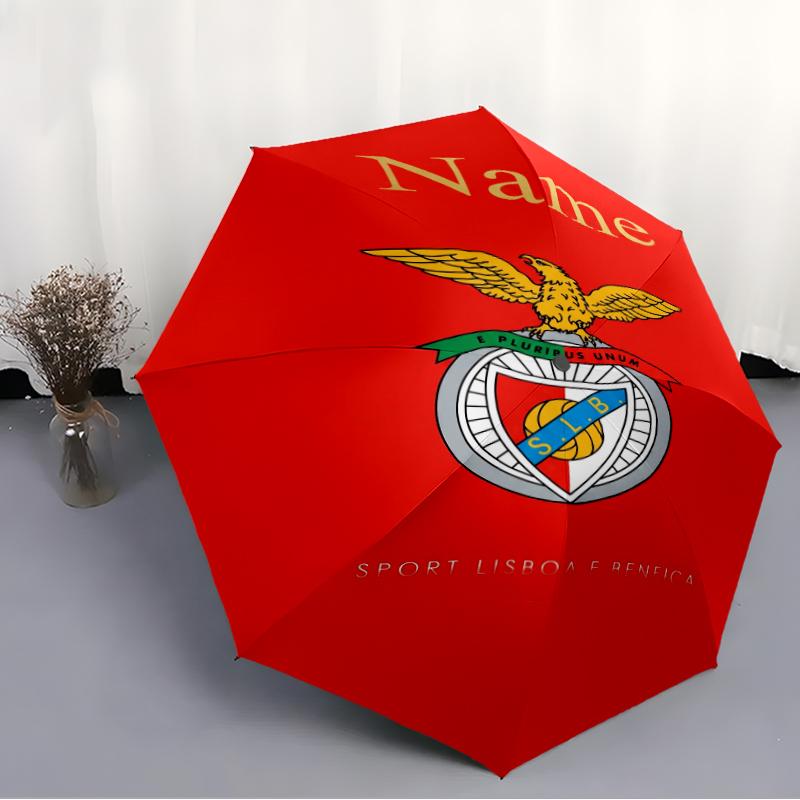 Custom Name Benfica Theme Automatic Umbrella, Lightweight & Portable, 8 Rib, Perfect for Outdoor Travel, Birthdays, Christmas, Gifts.