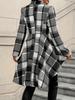 Elegant High-Low Plaid Button-Front Jacket with Flare Sleeves (2025)