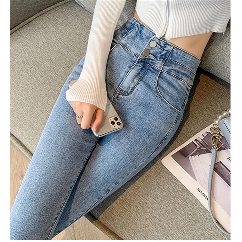 Winter Korean Fashion Skinny Stretch Velvet Thicking Warm Casual Jeans Female High Waist Slim Denim Pencil Pant Streetwear Women