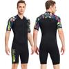 1.5mm Neoprene Shorty Mens Wetsuit UV-proof Front Zip Lycra Short Sleeves Diving Suit for Underwater Snorkeling Swimming Surfing