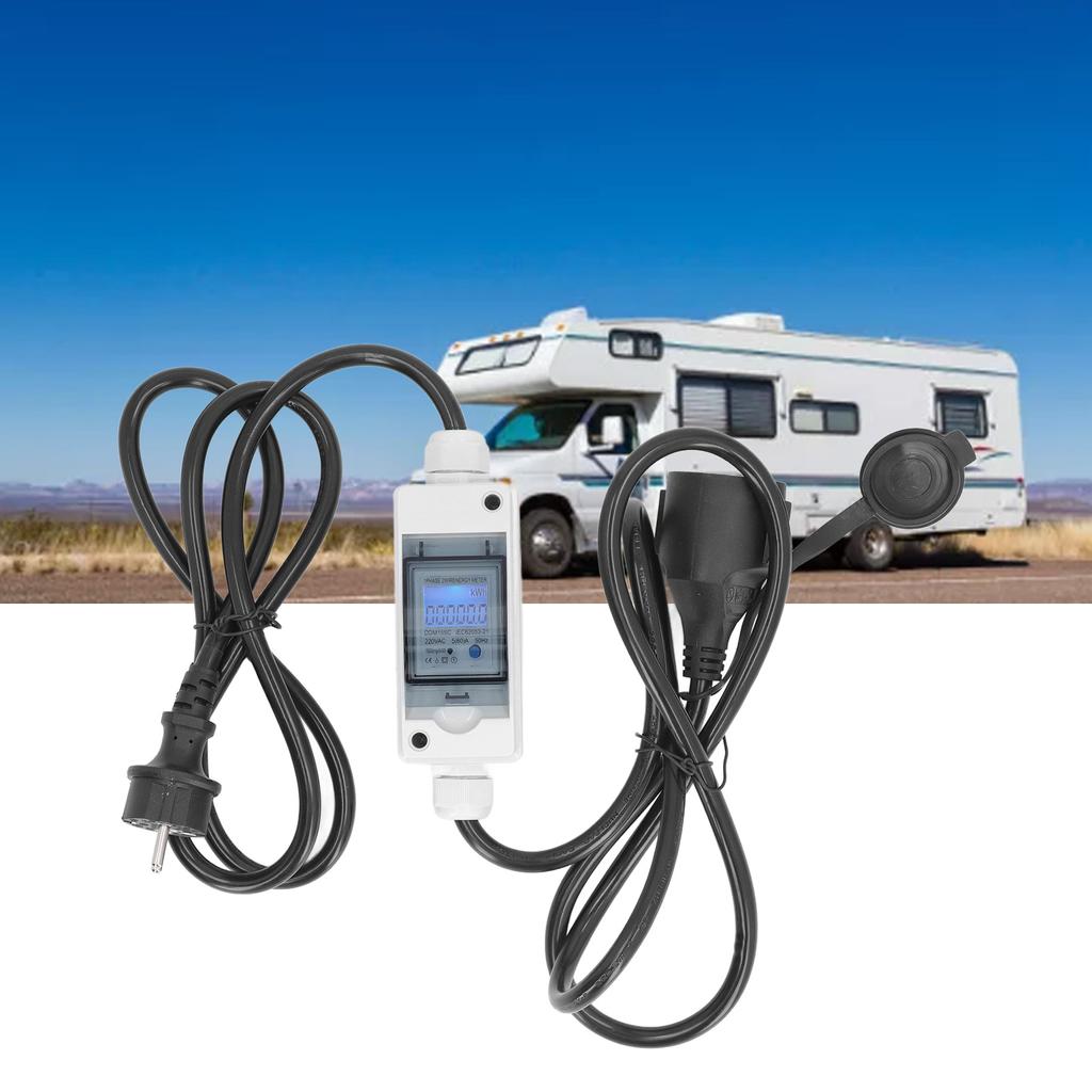 Mobile Digital Electricity Meter IP65 Waterproof Portable LCD Display Electricity Usage Monitor EU P