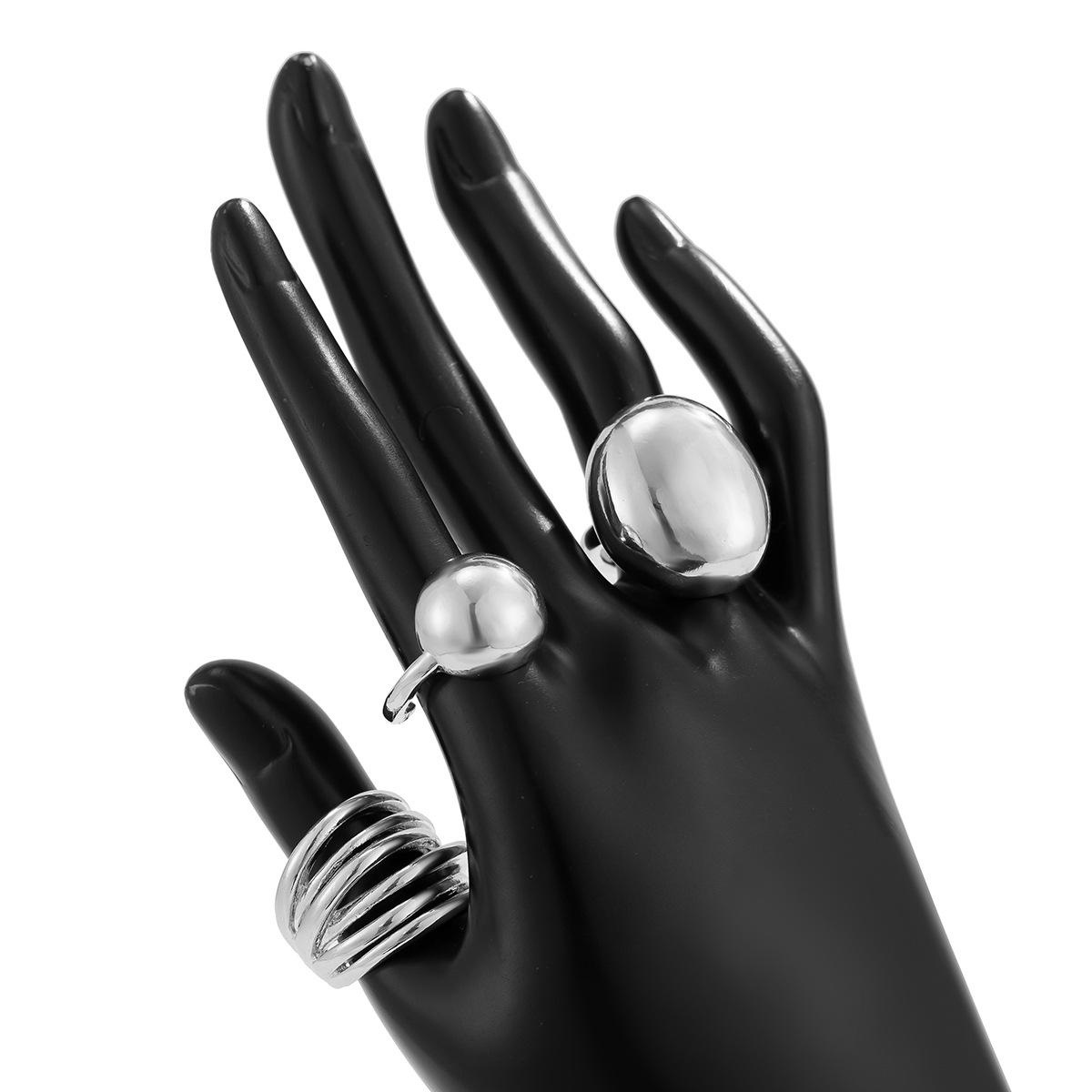 

Кольцо из сплава Wind Lava Line с геометрическим узором, набор из трех нерегулярных глянцевых открытых колец