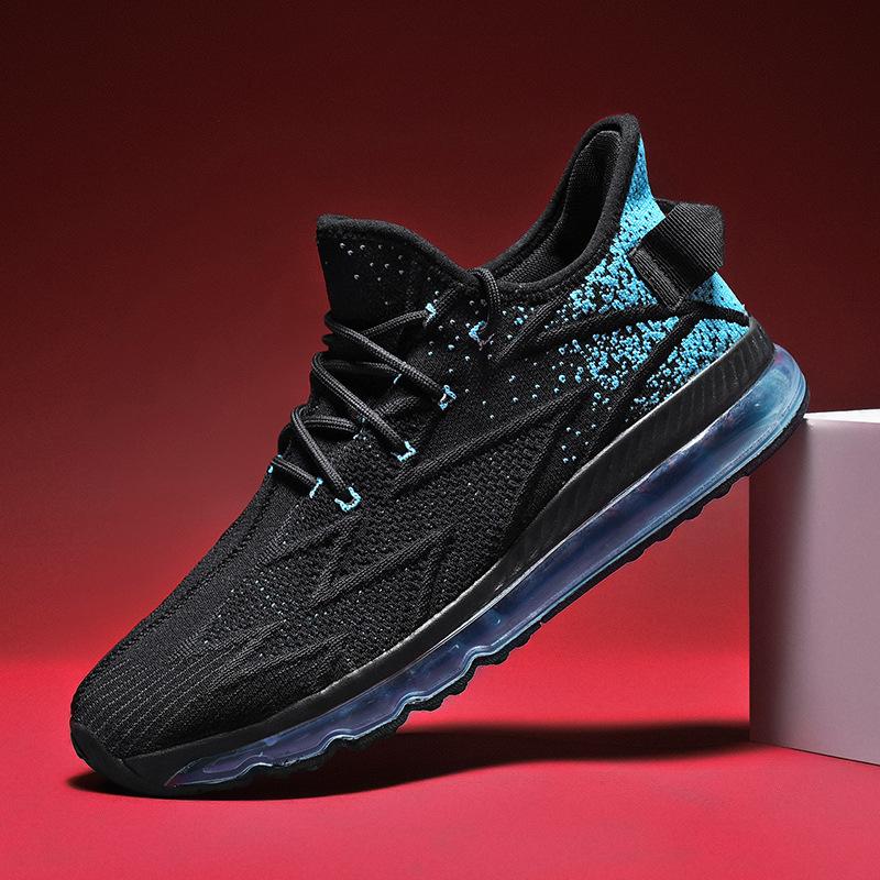 Large size men's shoes summer breathable fly-woven shoes men's large size shoes full palm air cushion shoes shock-absorbing and lightweight running