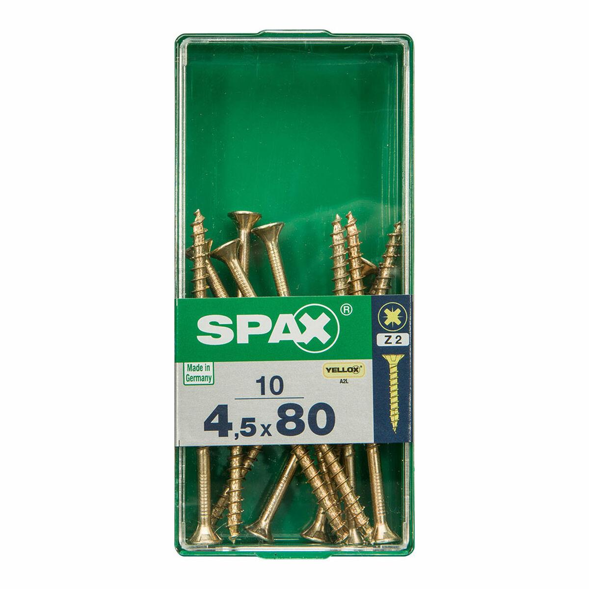 

SPAX 4081020450802 Screw Box Wood Screw Flat Head (4.5 x 80 mm) TU прозрачный